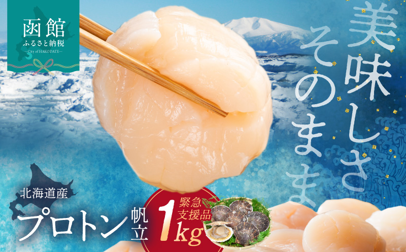 道水 北海道産プロトン帆立1kg 冷凍ホタテ貝柱 お刺身や生食可