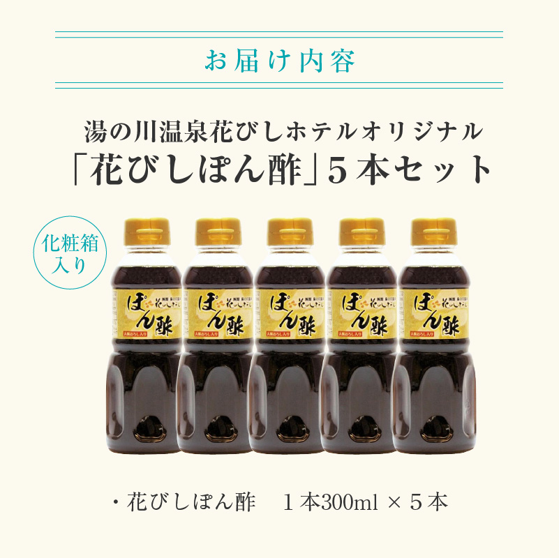 湯の川温泉花びしホテルオリジナル「花びしぽん酢」５点セット（化粧箱入）