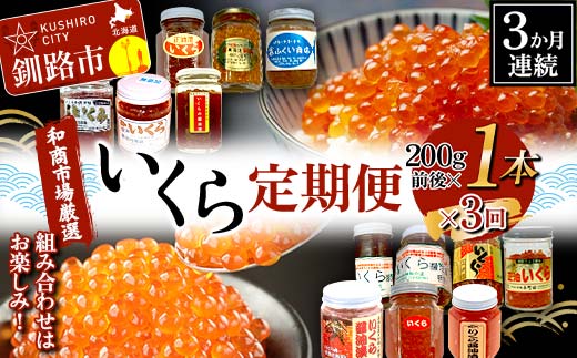 【3か月連続定期便】和商市場厳選 いくら定期便 200g×1本 鮭 秋鮭 鮭卵 魚卵 イクラ いくら丼 贅沢 ご飯のお供 和商 和商市場 勝手丼 海鮮 小分け セット F4F-5192