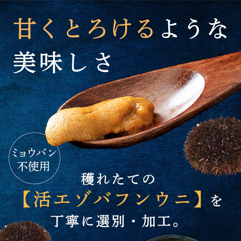 【特選】塩水ウニ 100g（エゾバフンウニ） うに 雲丹 ミョウバン不使用 海鮮丼 寿司 冷蔵 F4F-0313