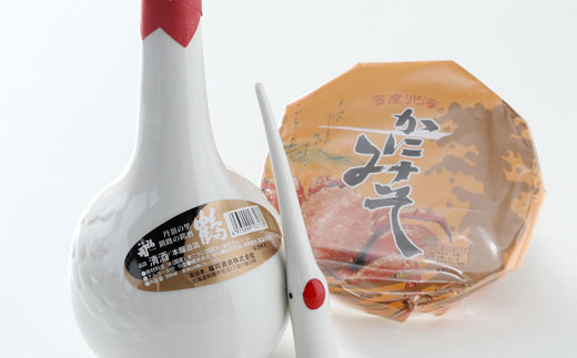 釧路福司「鶴」本醸造900mlと釧路名産品かに身入りねりみそ350gセット ふるさと納税 酒 みそ F4F-0544