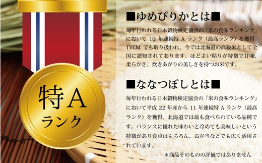 【予約】令和6年産【定期便(10kg×5カ月)】北海道産ゆめぴりか＆ななつぼしセット 10kg(各5kg)  【1603001】