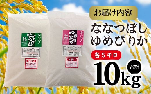 【定期便：全3回】北海道米「恵庭産たつやのななつぼし・ゆめぴりか」各5kgセット【560002】