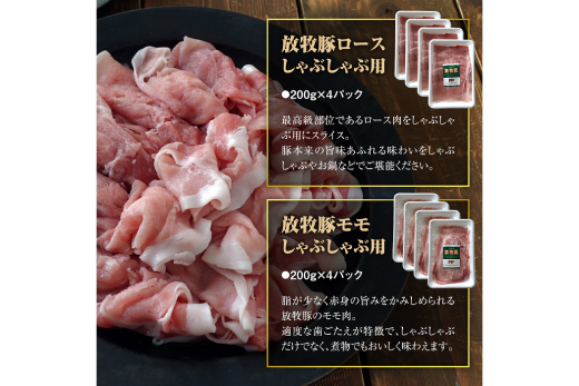 北海道産放牧豚 しゃぶしゃぶ肉（ロース・モモ）セット ×2セット【120005】