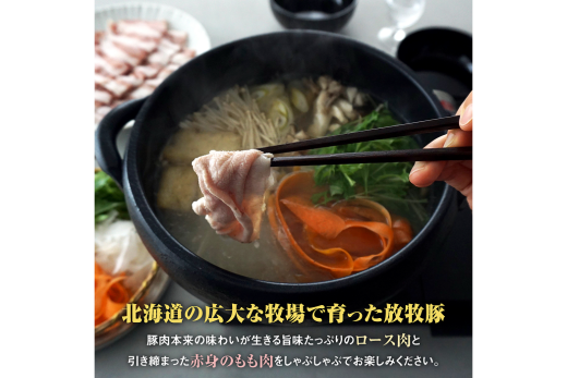 北海道産放牧豚 無添加ウインナーとしゃぶしゃぶ肉セット【120001】