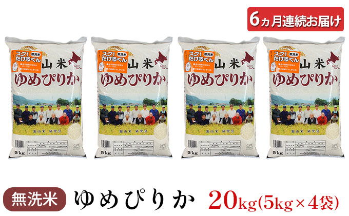 6ヵ月連続お届け　銀山米研究会の無洗米＜ゆめぴりか＞20kg【機内食に採用】