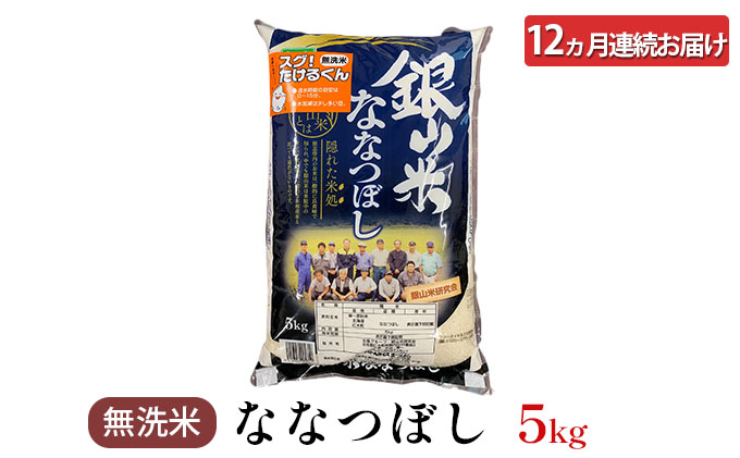 12ヵ月連続お届け　銀山米研究会の無洗米＜ななつぼし＞5kg