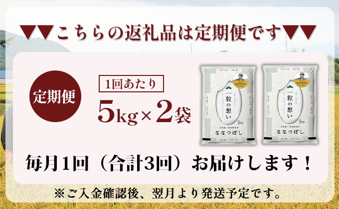 3ヵ月連続お届け　銀山米研究会のお米＜ななつぼし＞10kg