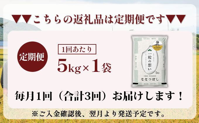 3ヵ月連続お届け  銀山米研究会のお米＜ななつぼし＞5kg