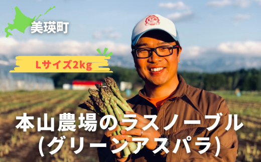 【令和７年産！】美瑛町幻のアスパラ　本山農場のラスノーブル（グリーンアスパラ）Lサイズ2kg[018-47]