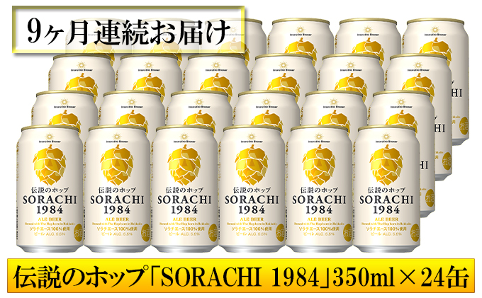 ◆9ヶ月定期便◆上富良野町発祥！伝説のホップ「ソラチエース」使用【SORACHI 1984】350ml×24缶 北海道 上富良野町 ソラチ1984 お酒 酒 飲み物 ビール 地ビール サッポロビール サッポロ ギフト