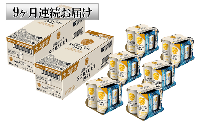 ◆9ヶ月定期便◆上富良野町発祥！伝説のホップ「ソラチエース」使用【SORACHI 1984】350ml×24缶 北海道 上富良野町 ソラチ1984 お酒 酒 飲み物 ビール 地ビール サッポロビール サッポロ ギフト