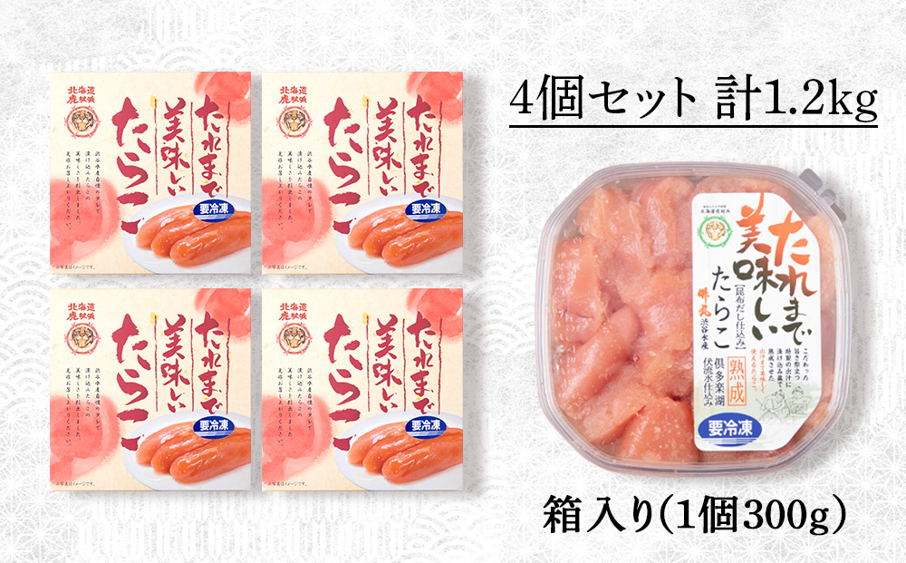 たれまで美味しい たらこ 300g ×4個 小分け おかず 海鮮 魚卵 白老 北海道