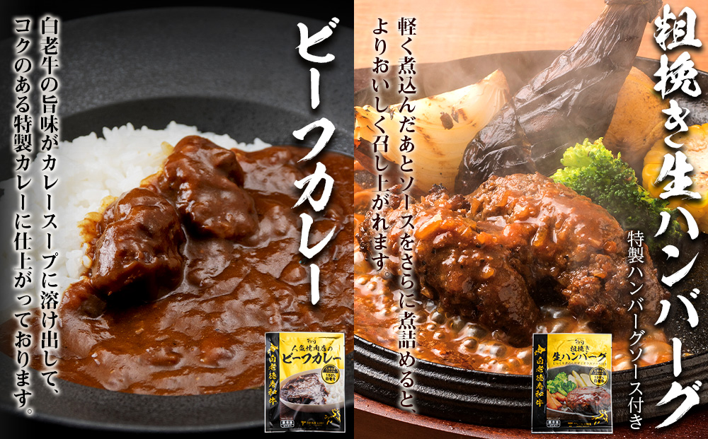 徳寿オリジナル詰め合わせ（焼肉ライスバーガー、チーズハンバーグライスバーガー、白老牛ハンバーグ、白老牛ビーフカレー） BJ080