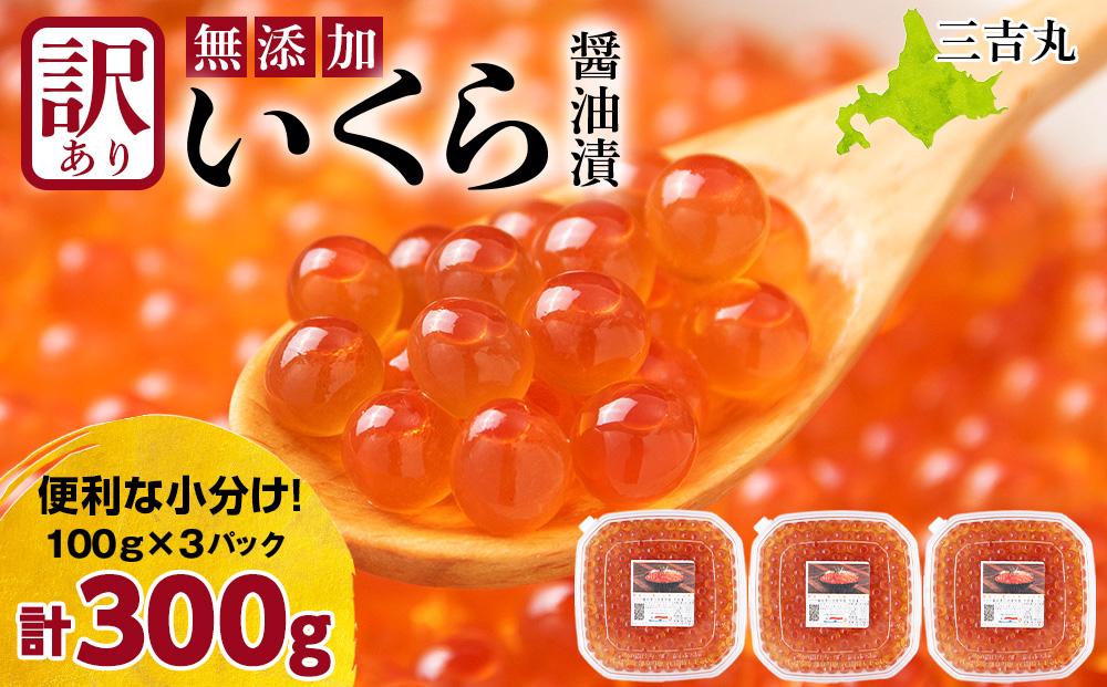 【訳あり】自家製！イクラの醤油漬け 100g×3個 合計300g AS107