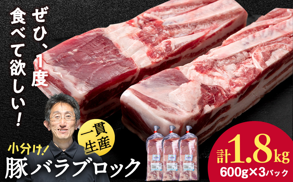 北海道産 白老豚 バラ ブロック 600g×3パック 豚 豚肉 白老 北海道 焼肉