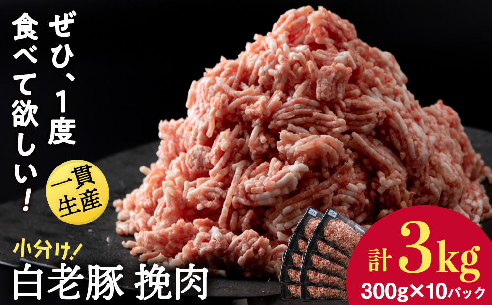 北海道産 白老豚 挽肉 300g×10パック