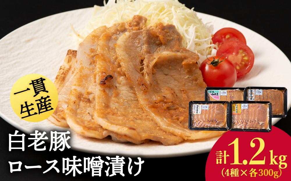 北海道産 白老豚 ロース みそ漬けセット（4種各300g） 豚肉 冷凍 国産  BV021