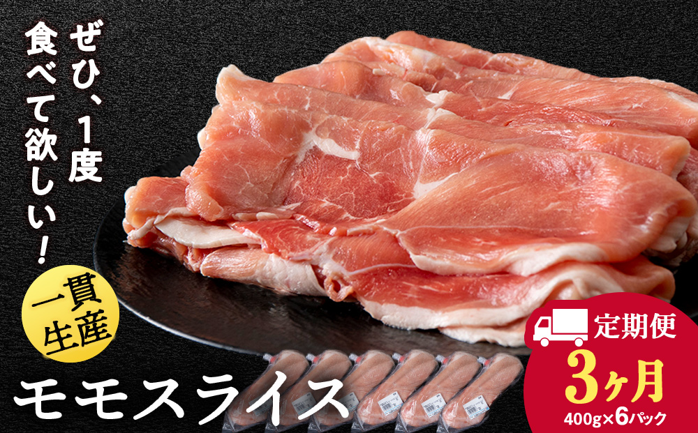 【定期便 3カ月】北海道産 白老豚 モモ スライス 400g×６パック セット 冷凍  豚肉 料理  BV061