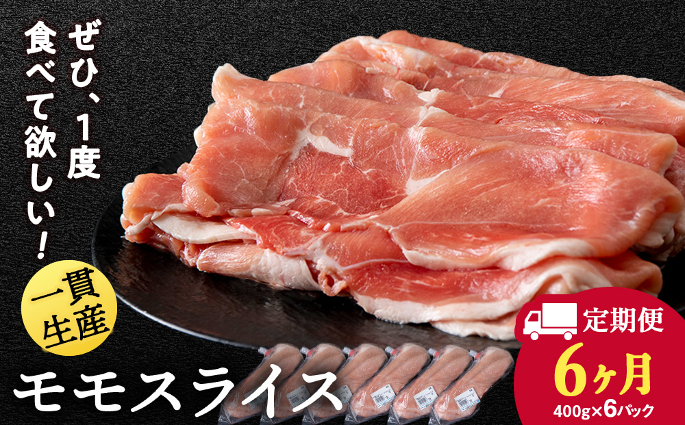 【定期便 6カ月】北海道産 白老豚 モモ スライス 400g×６パック セット 冷凍  豚肉 料理  BV062