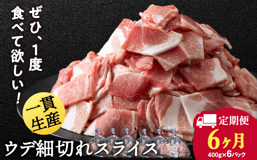 【定期便 6カ月】北海道産 白老豚 ウデ 小間切れスライス 400g×６パック セット 冷凍 豚肉 料理 BV065