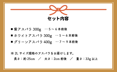 【4月上旬頃より発送！】北海道浦河産 アスパラガス3色食べ比べセット(1kg)[03-133]