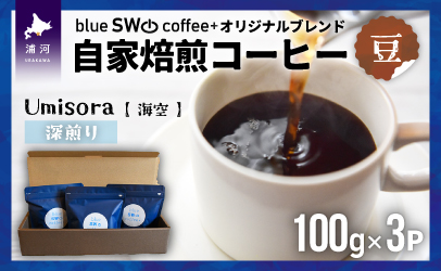 自家焙煎オリジナルブレンド『Umisora(海空)[豆]』(100g×3P)[49-1280]
