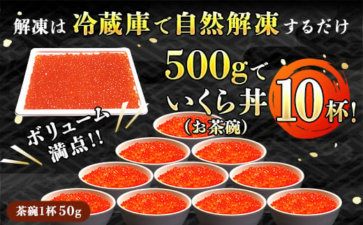 【定期便 3ヶ月連続】いくら醤油漬け 500g ×1箱　| 国産 北海道産 いくら いくら醤油漬 イクラ ikura 天然 鮭 サーモン  鮭卵 鮭いくら 北海道 昆布のまち 釧路町 笹谷商店 直営 釧之助本店 人気の 訳あり！  父親の日 ご飯 米 無洗米 にも最適