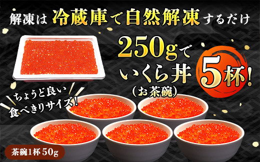 【定期便 4ヶ月連続】いくら醤油漬け 250g ×1箱  小分け　| 国産 北海道産 いくら いくら醤油漬 イクラ ikura 天然 鮭 サーモン  鮭卵 鮭いくら 北海道 昆布のまち 釧路町 笹谷商店 直営 釧之助本店 人気の 訳あり！ 子どもの日 母の日 父親の日 ご飯 米 無洗米 にも最適