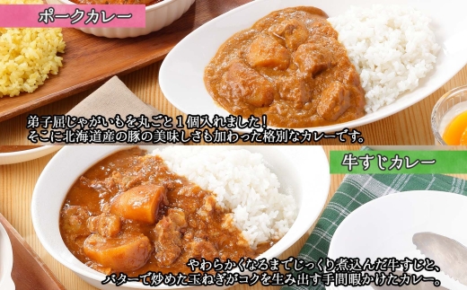 782. カレー 4種 食べ比べ 計12個 中辛 スープカレー ビーフカレー ポークカレー 牛すじカレー じゃがいも 牛 牛肉 豚肉 肉 鳥 鶏 業務用 レトルトカレー 保存食 備蓄 まとめ買い 送料無料 北海道 弟子屈町