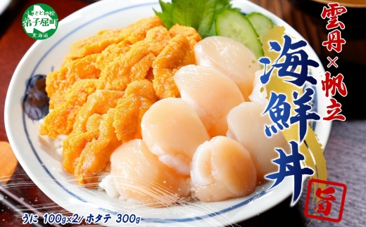 3183. うに ホタテ 豪華 海鮮 セット 4人前 ウニ チリ産 冷凍 200g ほたて 300g 雲丹 帆立 丼 刺身 送料無料 北海道 弟子屈町