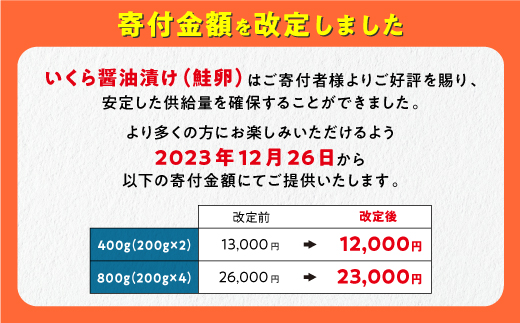 醤油漬鮭いくら【800g（200g×2パック×2箱）】