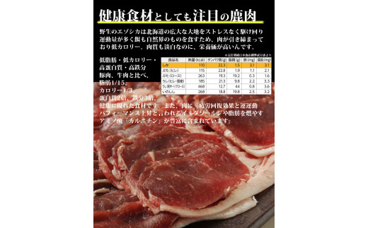 えぞ鹿ロース肉スライス　すき焼き・しゃぶしゃぶ用【500g】