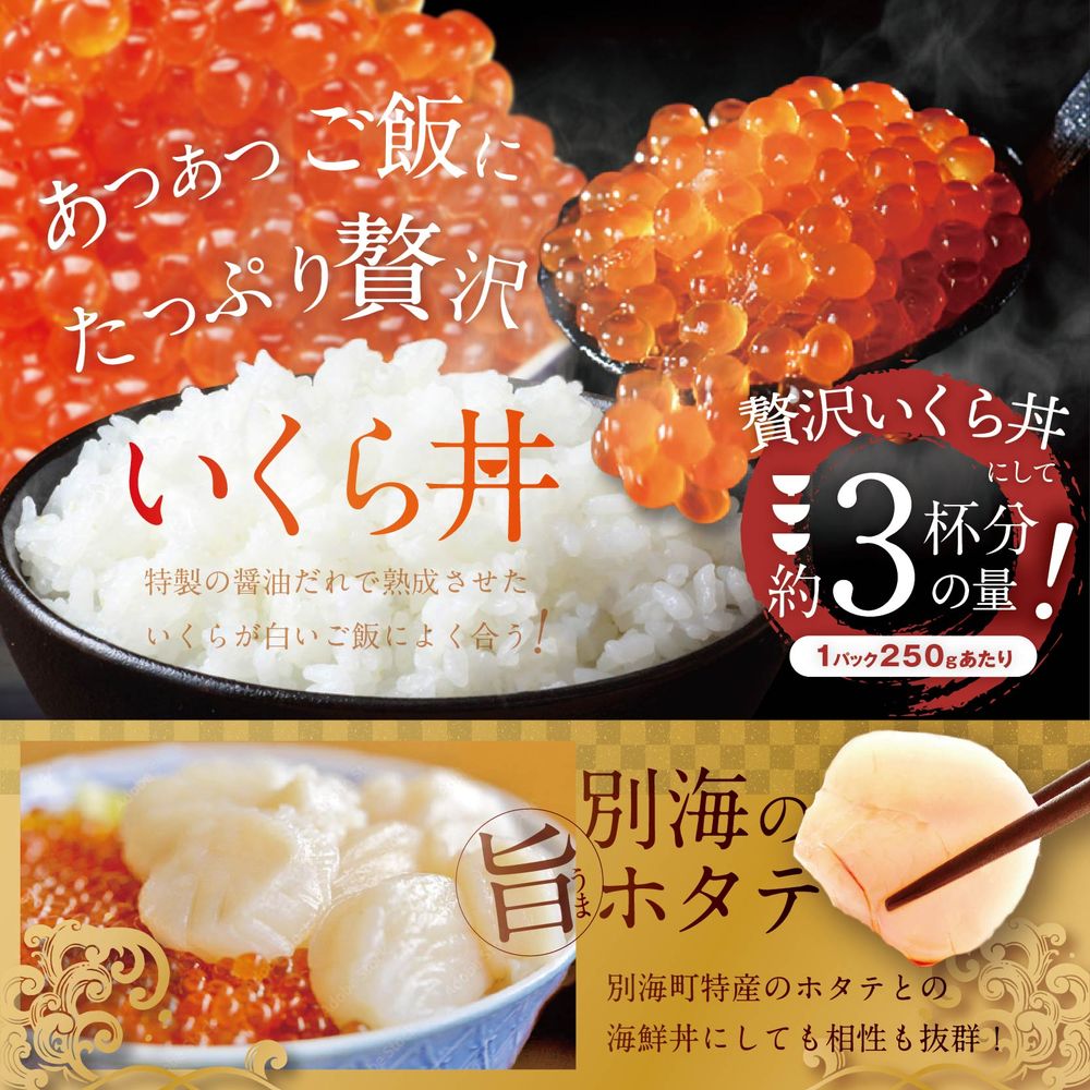 希少な新物いくら！計1kg【250g×1パック 4回 お届け】 4ヵ月 定期便