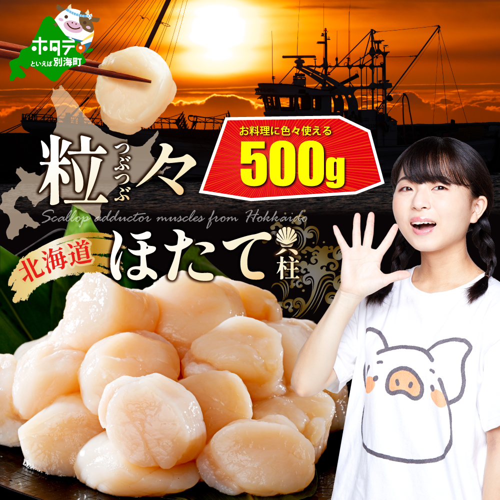 【訳あり】北海道 野付のホタテ 500g