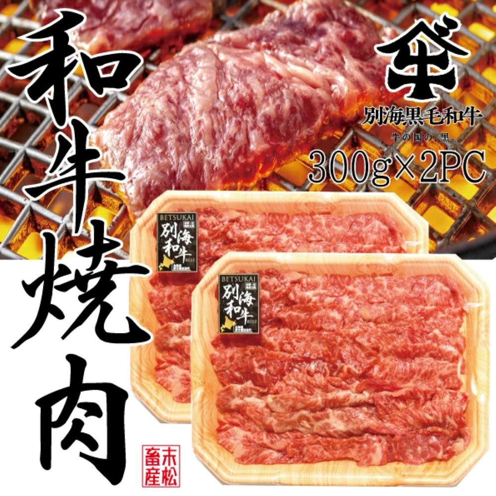 黒毛和牛「別海和牛」焼肉用600g【北海道別海町産】300g×2パック（ 肉 牛肉 北海道産肉 北海道産牛肉 道産肉 道産牛肉 肉ギフト 牛肉ギフト 肉セット 牛肉セット 肉お取り寄せ 牛肉お取り寄せ 肉送料無料 牛肉送料無料 ）