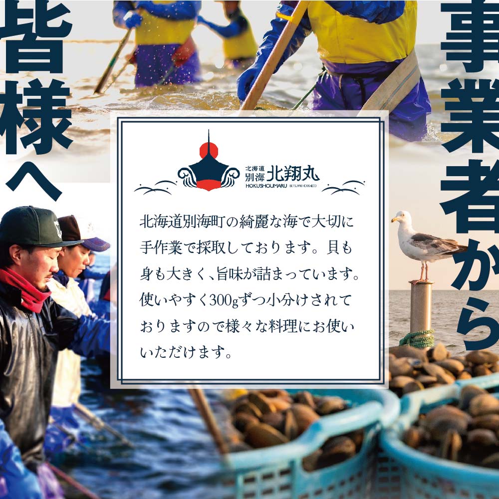 北海道　道東産 アサリ中 3kg (冷凍)　約 300g ×10 袋