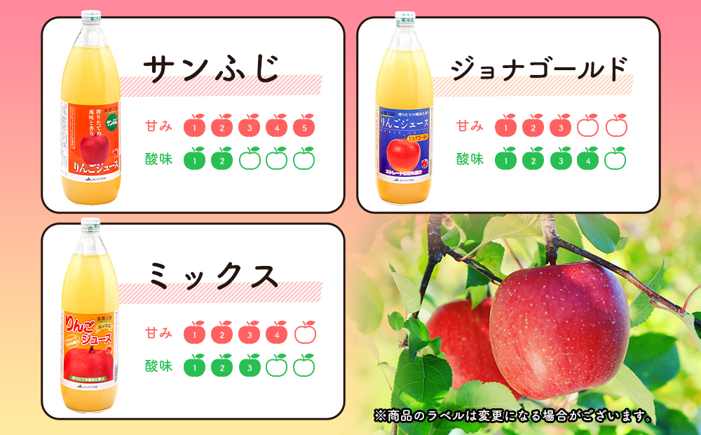 JAいわて中央のりんごジュース１L×６本　ストレート果汁100％