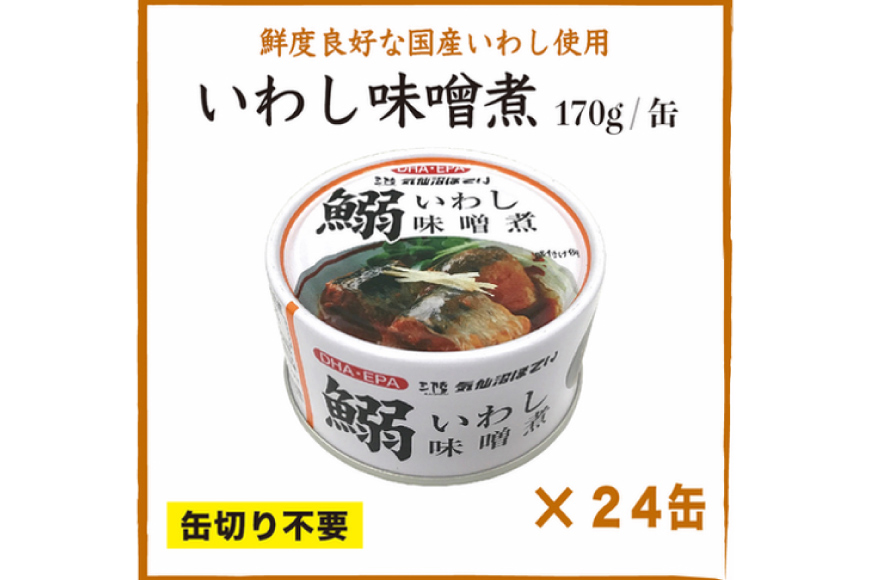 いわし味噌煮 170g×24缶【DHA・EPA・長期保存可能】 [気仙沼市物産振興協会 宮城県 気仙沼市 20563376] 