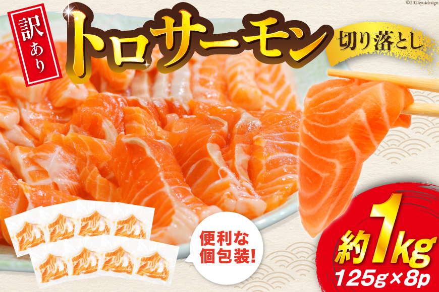 訳あり トロサーモン 切り落とし 1kg 125g×8p [足利本店 宮城県 気仙沼市 20564914] 鮭 海鮮 魚介類 お刺し身 刺し身 個包装 チリ銀鮭 銀鮭 海鮮丼 魚介 魚 トロ 無添加 小分け