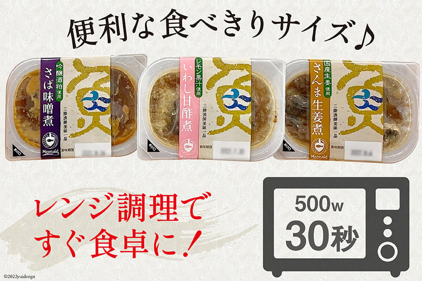 4回 定期便《3ヶ月に1回》三陸漁師美味一品ギフト3種9パック（さんま生姜煮 さば味噌煮 いわし甘酢煮）各100g×3p 合計900g [阿部長商店 宮城県 気仙沼市 20564512] 魚 魚介類 惣菜 煮魚 簡単調理 常温保存 小分け