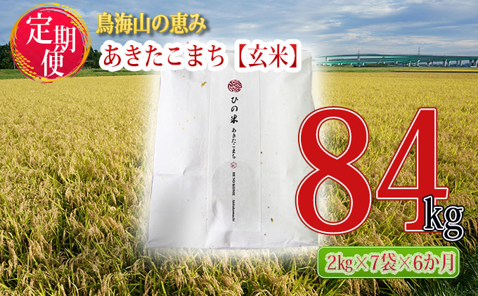 新米 米 お米 《定期便》14kg×6ヶ月 秋田県産 あきたこまち 玄米 2kg×7袋 神宿る里の米「ひの米」（お米 小分け）