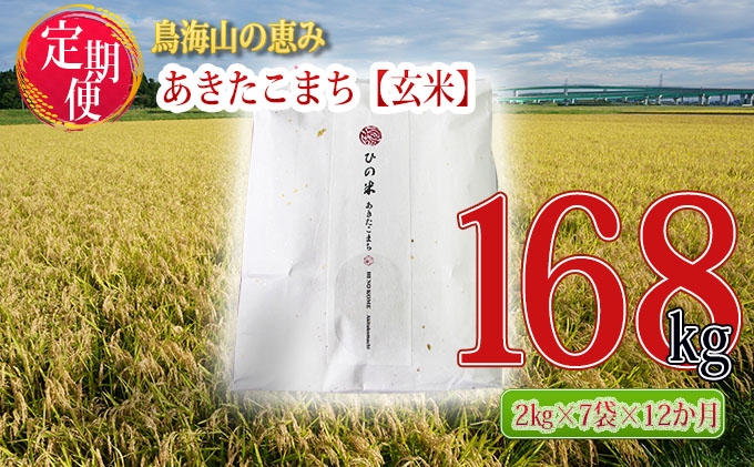 新米 米 お米 《定期便》14kg×12ヶ月 秋田県産 あきたこまち 玄米 2kg×7袋 神宿る里の米「ひの米」（お米 小分け）