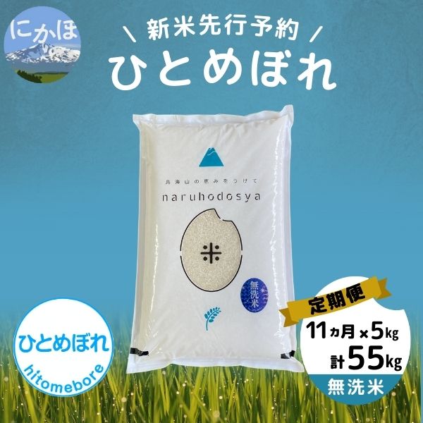 【令和5年産新米予約】<11ヵ月定期便>【無洗米】ひとめぼれ5kg×11回