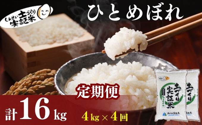 〈定期便4ヶ月〉米 秋田 ひとめぼれ 4kg(2kg×2袋) ×4回 計16kg(約104合)精米 白米 土づくり実証米 令和6年産  