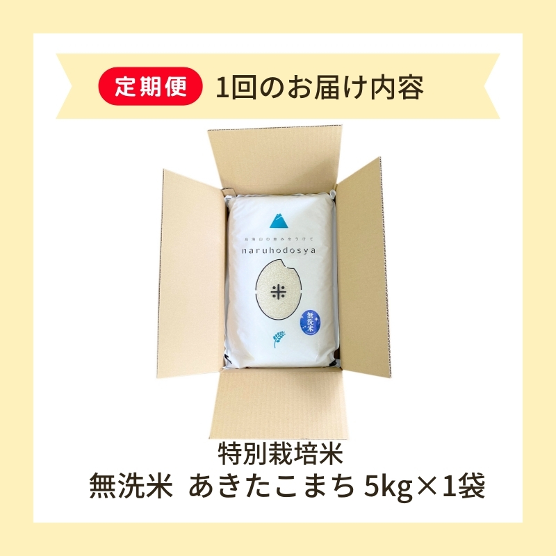 【令和6年産新米予約】<3ヵ月定期便>【無洗米】特別栽培米あきたこまち5kg×3回 合計15kg