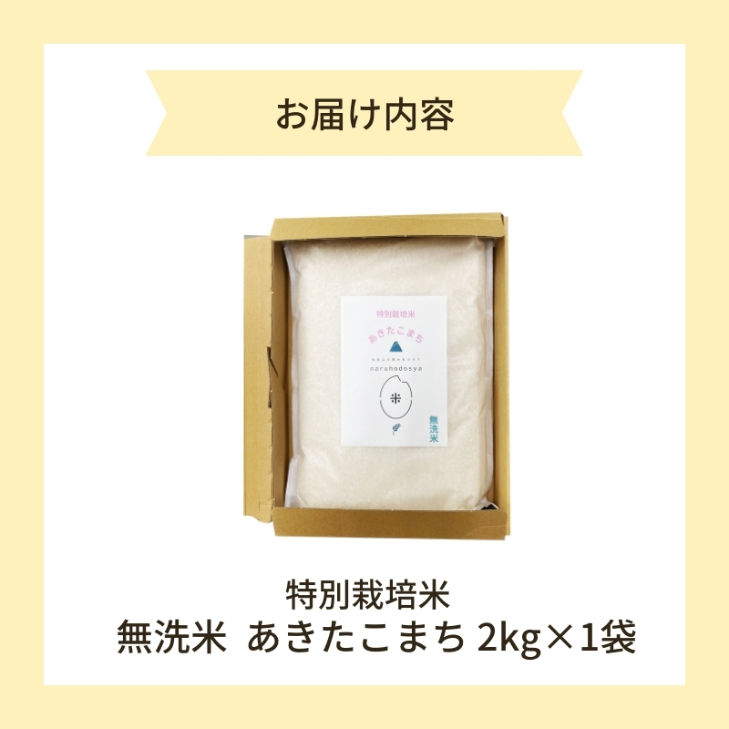 【令和6年産新米予約】【無洗米】特別栽培米あきたこまち2kg×1