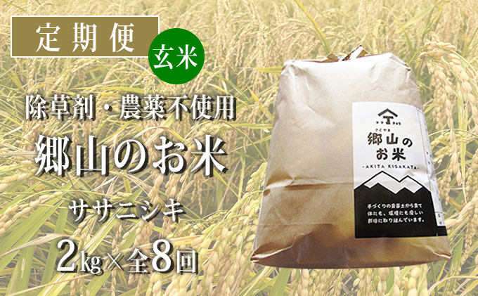 秋田県産ササニシキ 玄米 郷山のお米2kg 8ヶ月定期便 8回 8ヵ月 ふるさとパレット 東急グループのふるさと納税