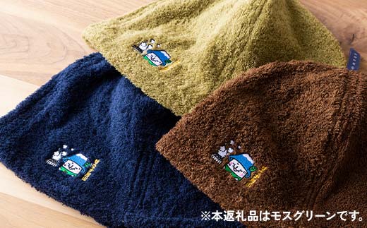 FYN9-931 サウナ月山 オリジナルサウナハット（モスグリーン）とタオル3本セット ガッさん刺繍入り サウナ 37 水沢温泉 ハット タオル 繊維 日本製 コットン 100％ 薄手 薄い 刺繍 ガッさん ご当地 オリジナル キャラクター