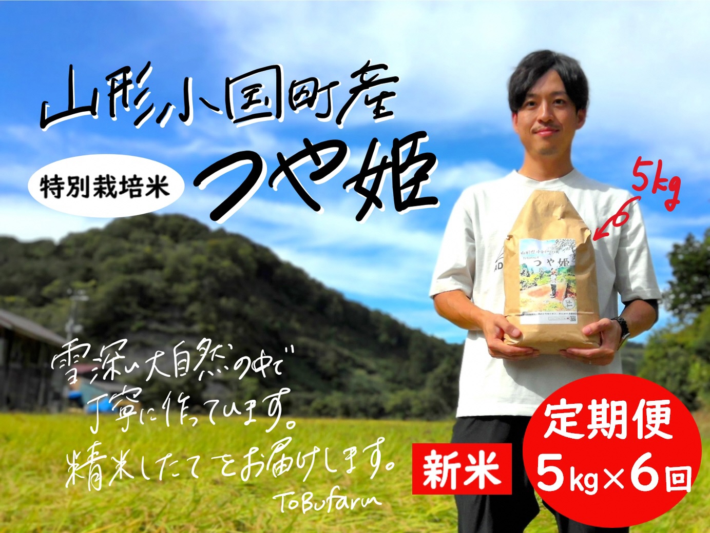 【6回定期便】山形県小国町産　つや姫・5kg